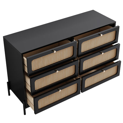 Priya Rattan Storage Cabinet - Black