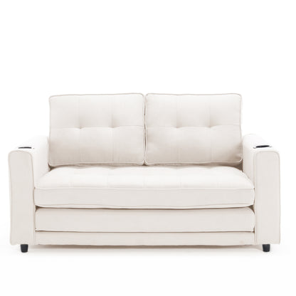 Neo Tufted Loveseat with Pull Out Sleeper - Beige