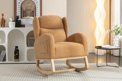 Nadia Teddy Fabric Rocking Chair - khaki