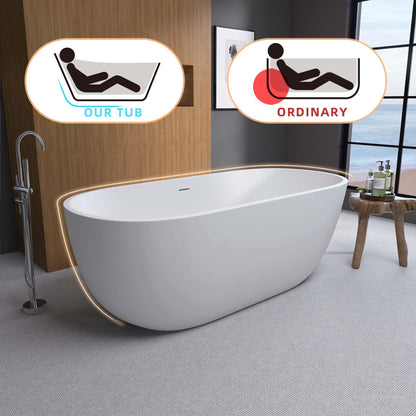 Hana 55" Oval Shape  Acrylic Freestanding  Soaking Bathtub - Matte White