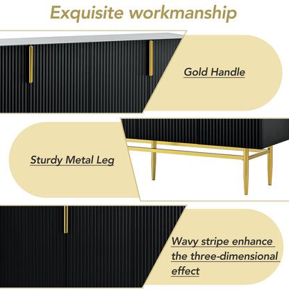 Sylvia Gold Metal Handle Sideboard Buffet - Black