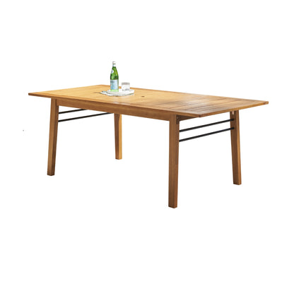 Carlton Patio Wood Dining Table - Light Brown