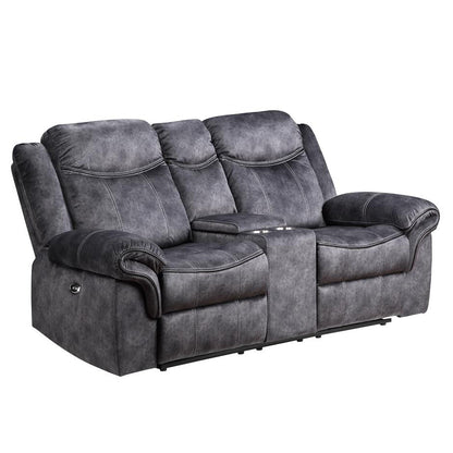 Domino Power Recliner Console Loveseat - Gray