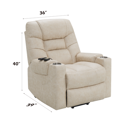 Victory Power Lift Recliner with Heating and Massage - Light Brown