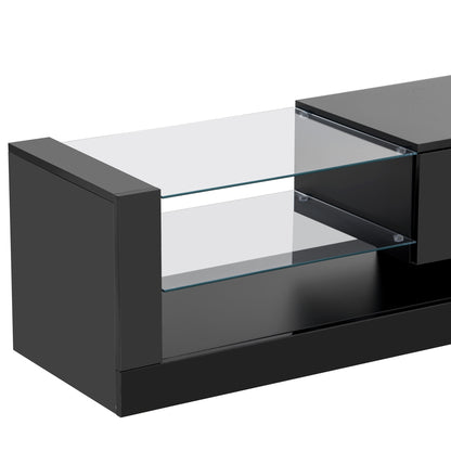 Belmo TV Stand with LED Color Changing Lights - Black