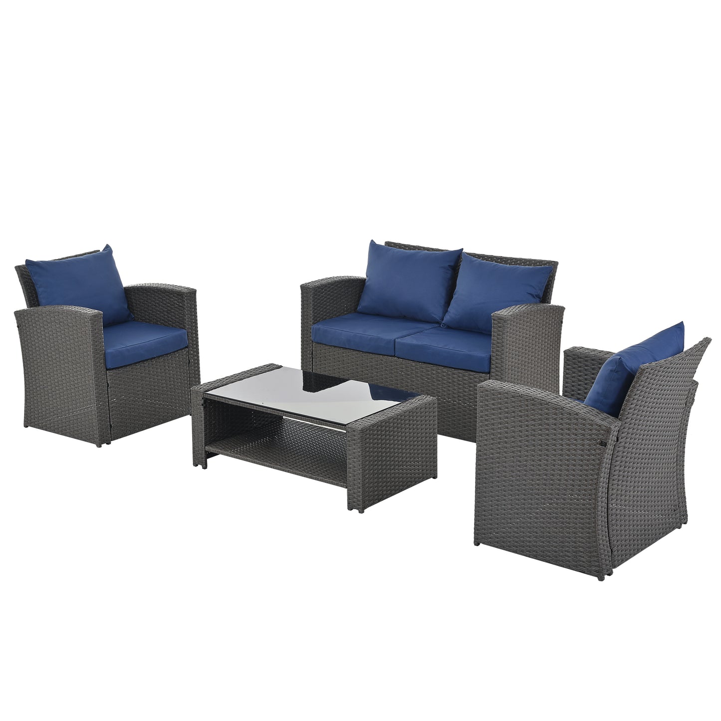 Moray 4 Pc Outdoor Patio Seating Set - Light Blue