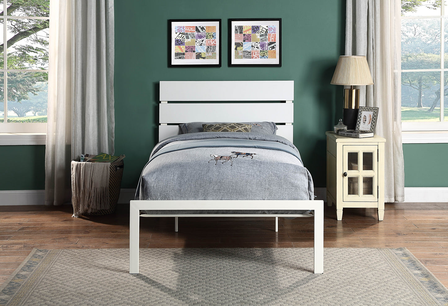 Willow Contemporary Twin Size Bed - White