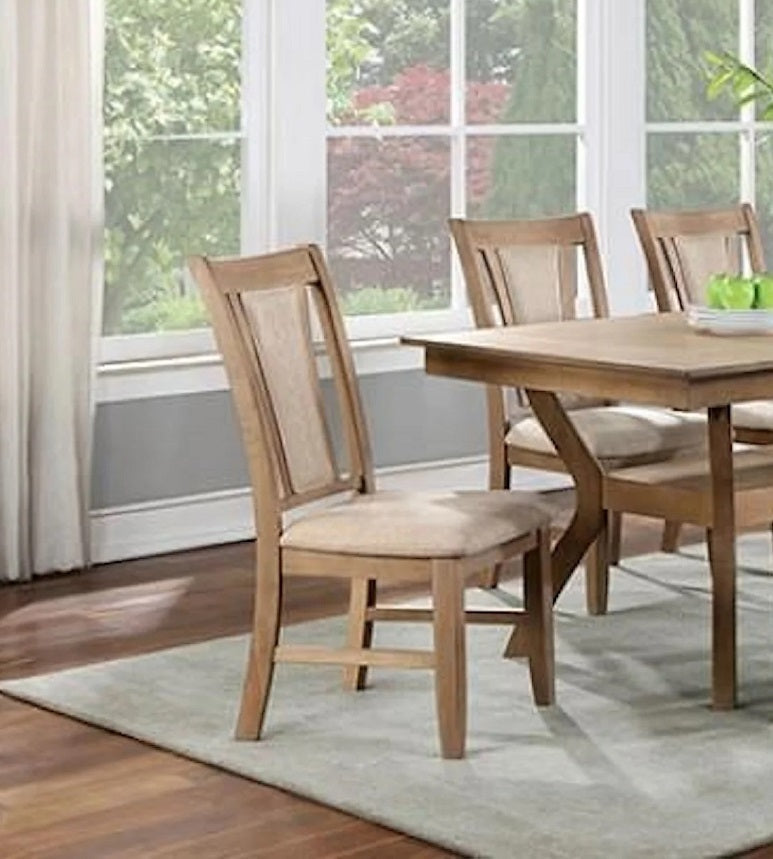 Tricia Wooden Dining Chair (Set of 2) - Natural+Beige