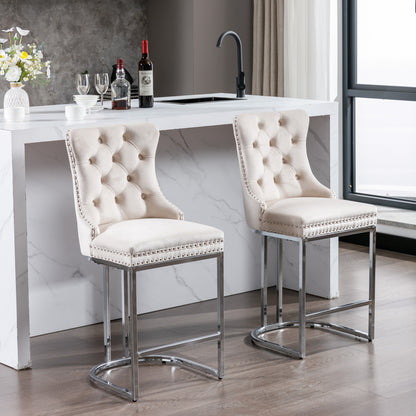 Comfy Counter Height Bar Stools - Beige Set of 2