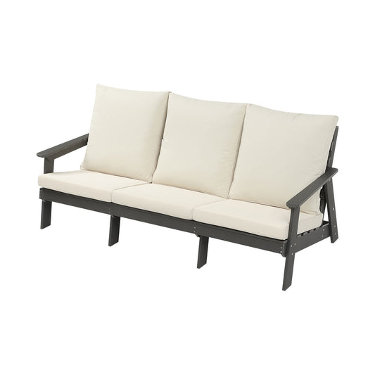 Micki Outdoor 3 Seater Sofa with Cushion - Gray/Beige