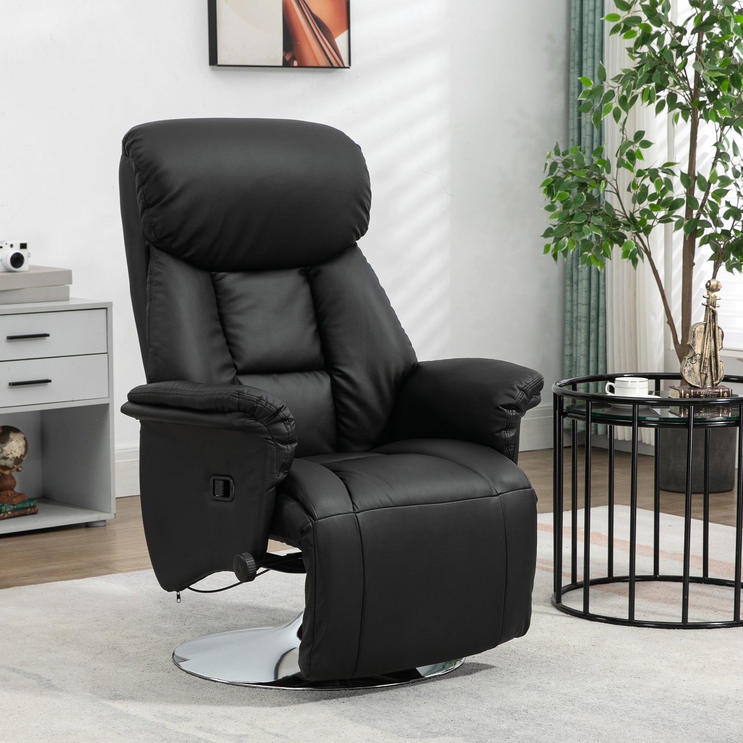 Sana Adjustable Manual Recliner Chair with Footrest - Black