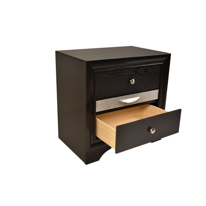 Belle Wood Nightstand - Black