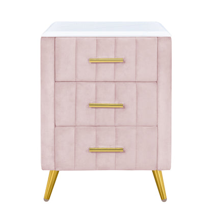 Kati Upholstered Wooden Nightstand - Pink