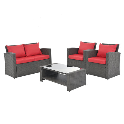 Moray 4 Pc Outdoor Patio Seating Set - Red