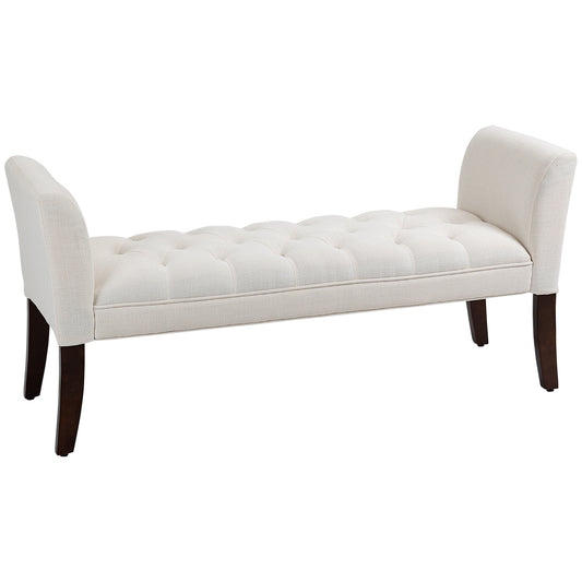 Evo Button-Tufted Bench - White