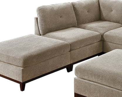 Khal Camel Chenille Fabric Modular Sectional 7pc Set 2x Corner Wedge 3x Armless Chairs and 2x Ottomans