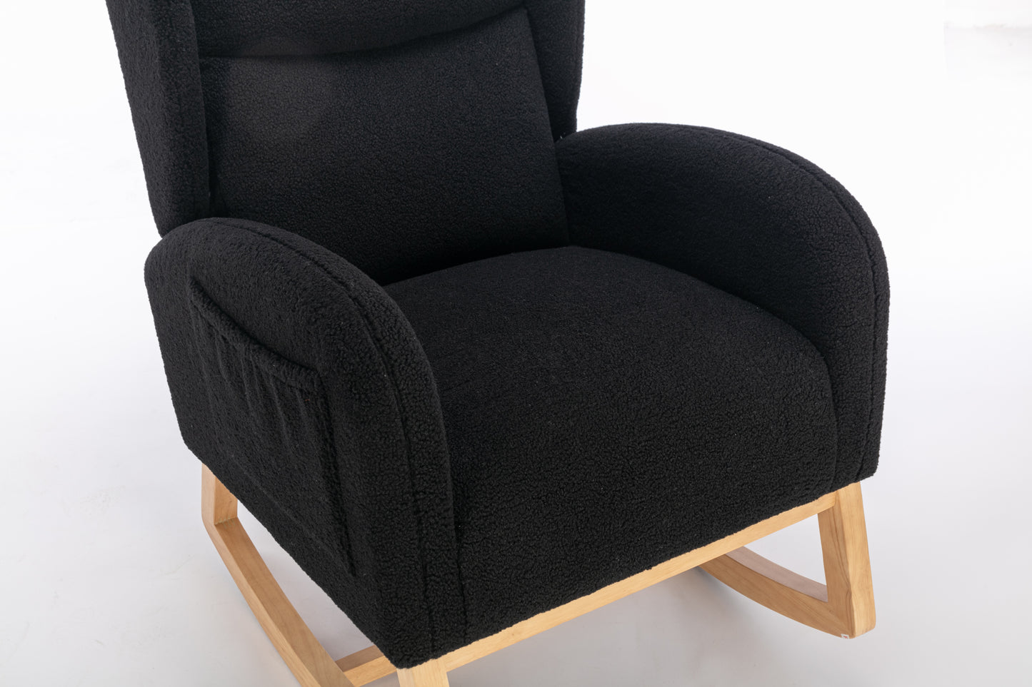 Nadia Teddy Fabric Rocking Chair - Black