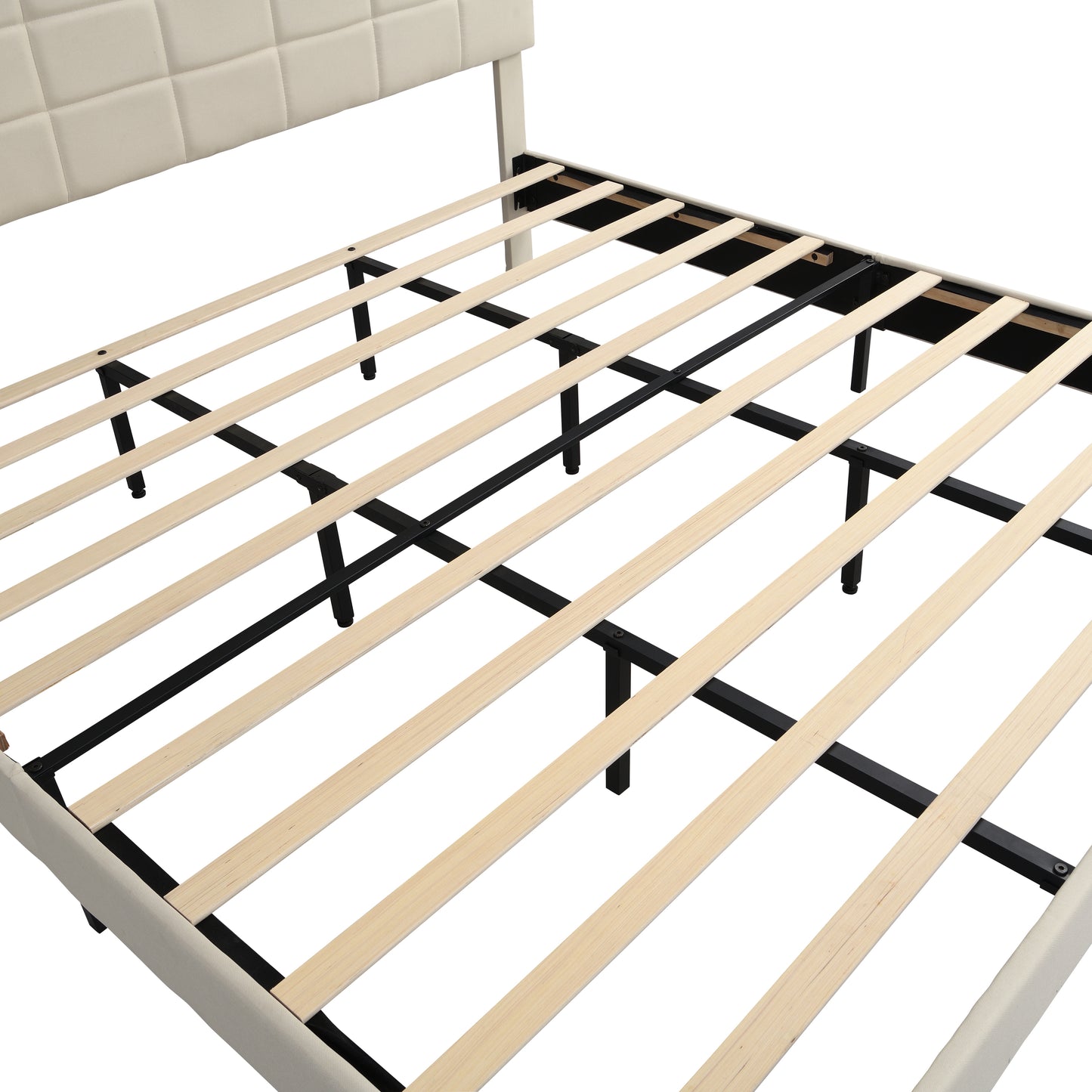 Elegant King Size Platform Bed Frame - Beige