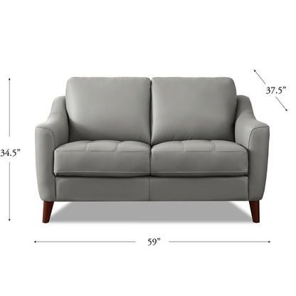 Ersa Leather Loveseat - Gray