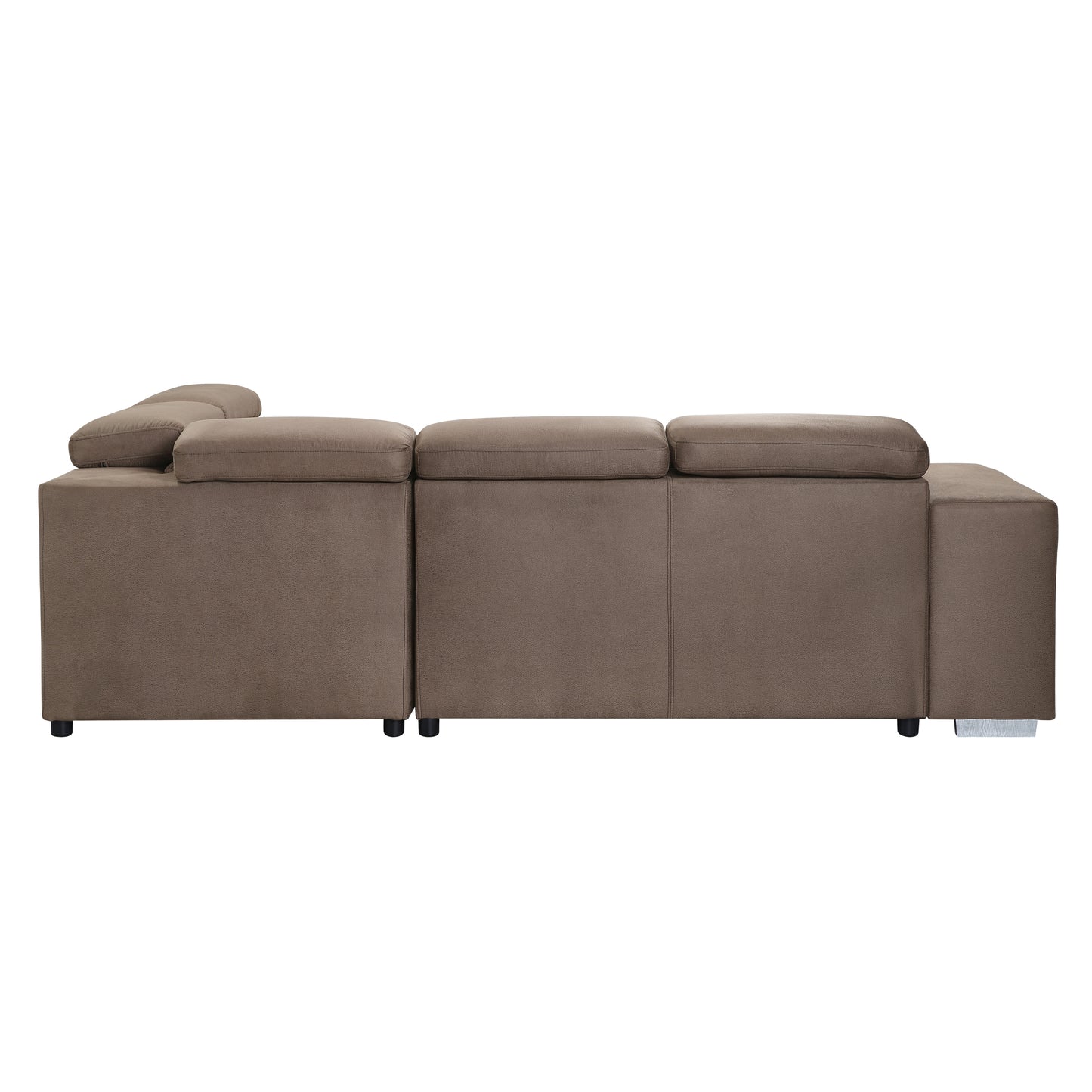 Kavi Fabric Sleeper Sectional Sofa w/2 Pullout Stools - Brown