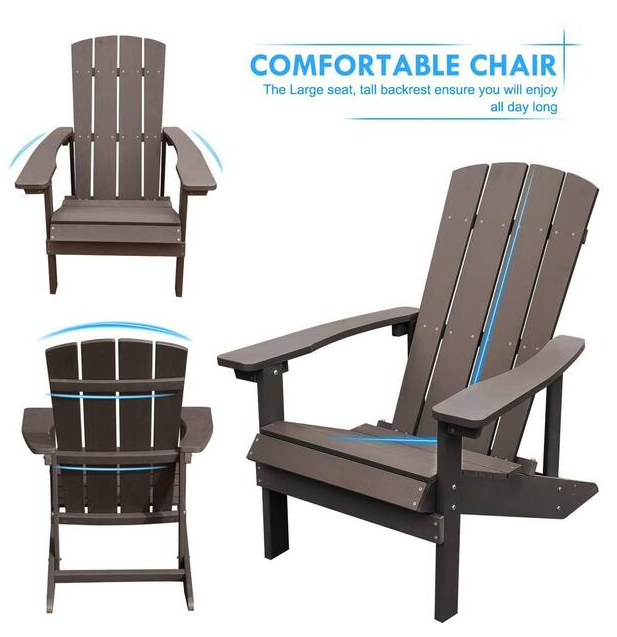 Aleta Patio Hips Plastic Adirondack Chair Lounger (2-Pack) - Coffee