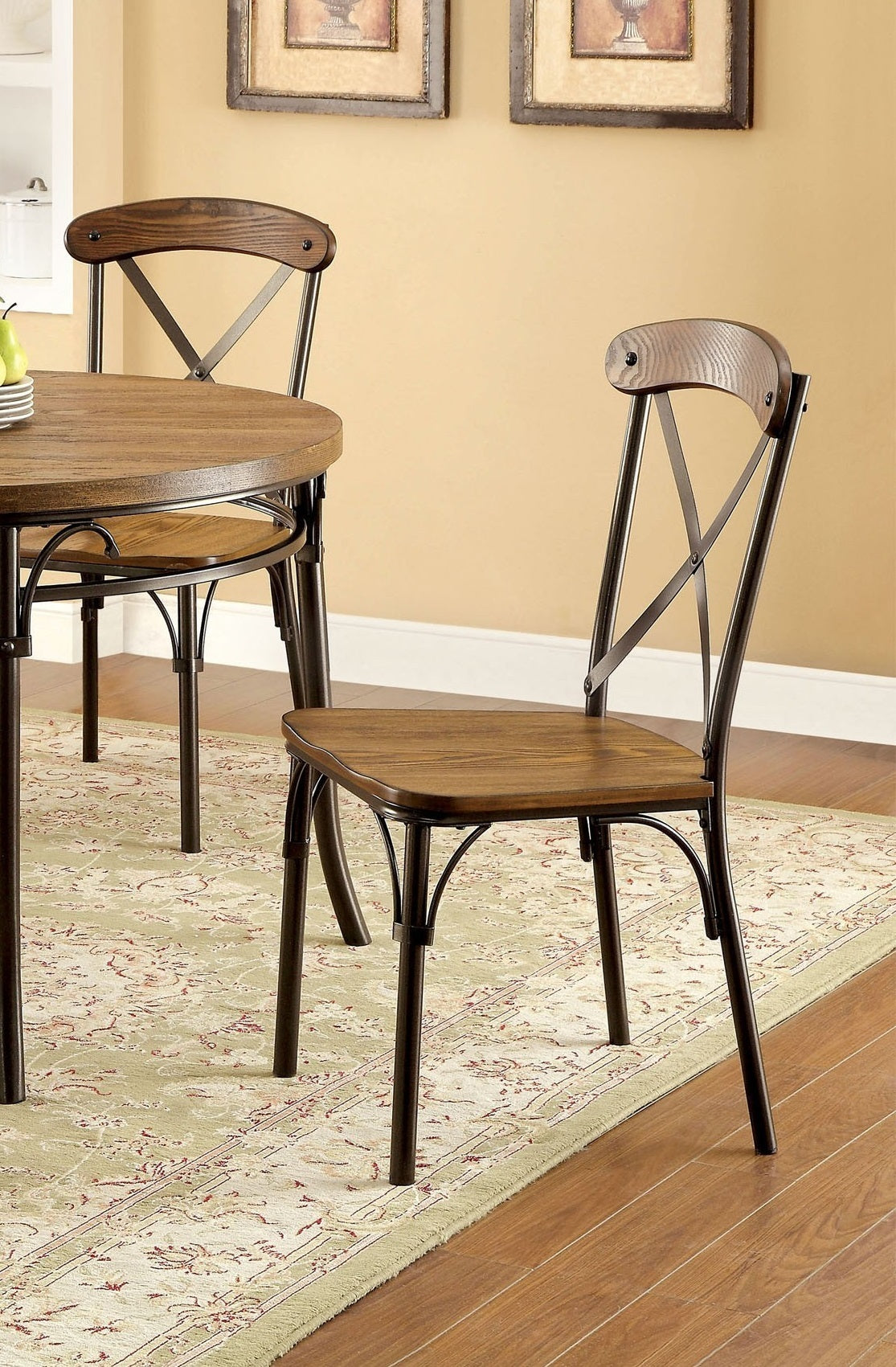 Celestia Dining Chairs Metal Frame (Set of 2) - Natural