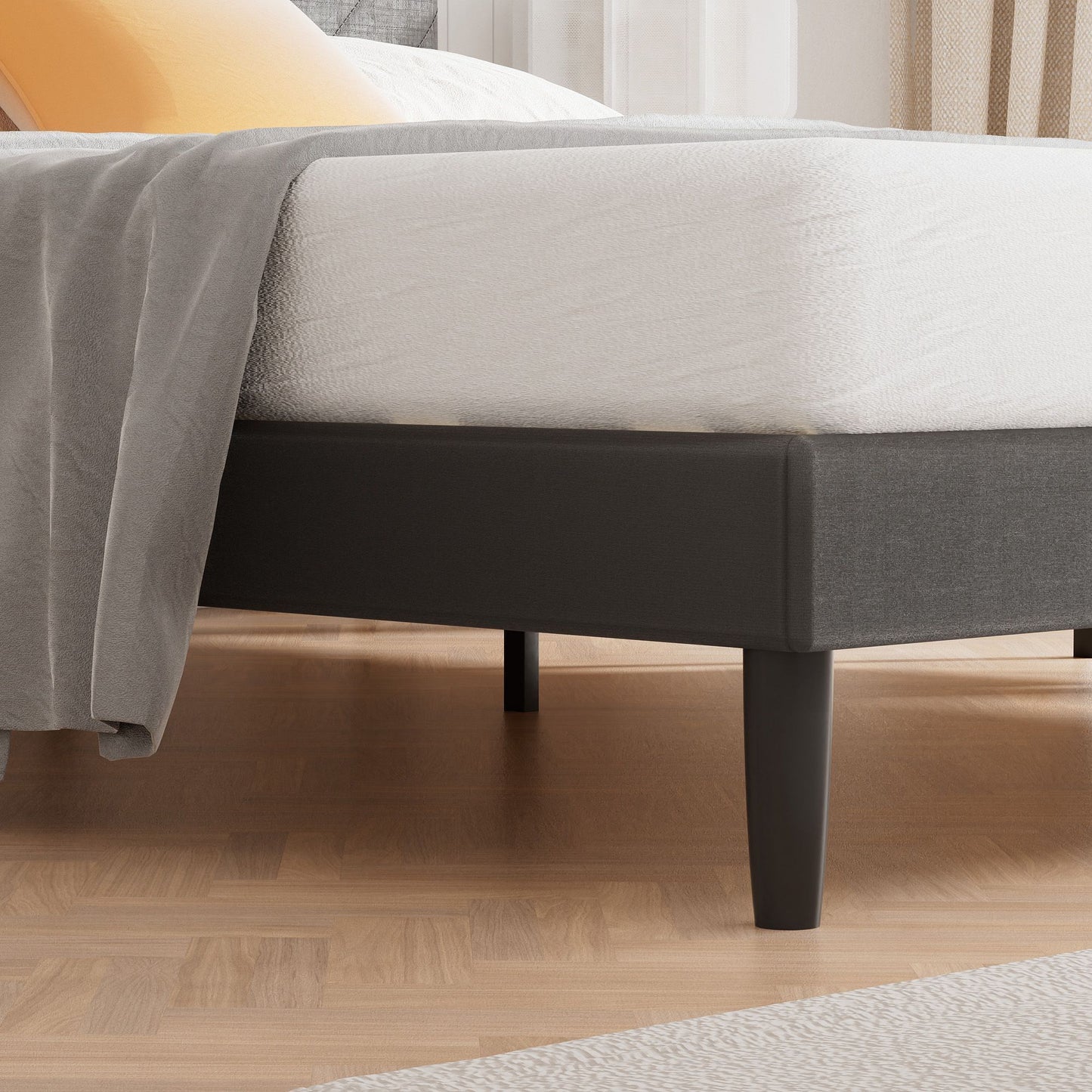 Zupo Queen Size Platform Bed with Adjustable Height - Gray