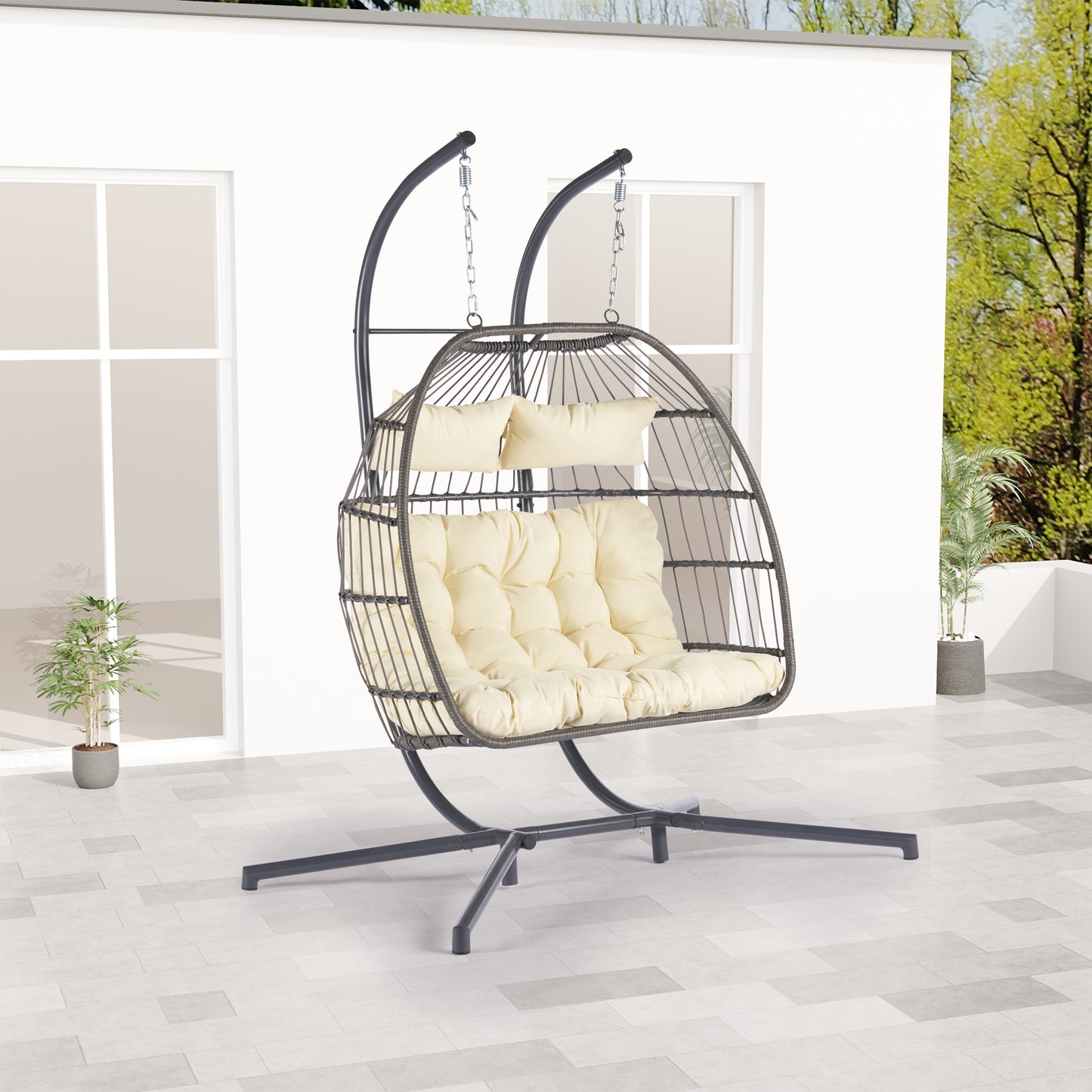 Thornton For 2 People Outdoor Rattan Hanging Chair - Beige