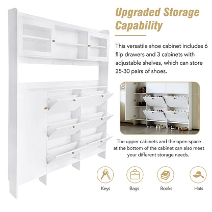 Felix II Multifunctional Shoe Cabinet with Open Storage Platform - White