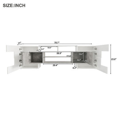 Trax TV Stand with 2 Illuminated Glass Shelves - Grey