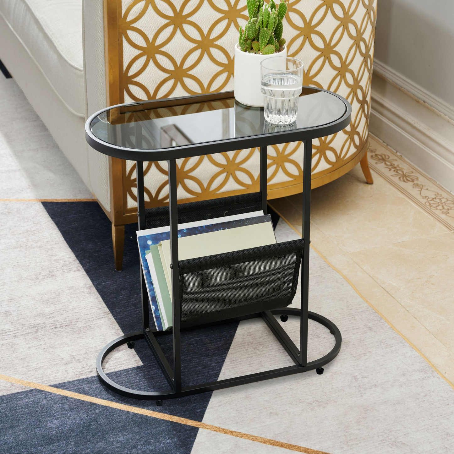 Duet Acacia Oval Small Side Tables  (Set of 2) - Black