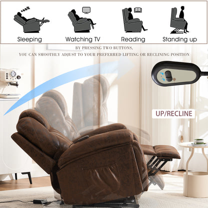 Rocha Power Lift Recliner Chair with Massage - Brown