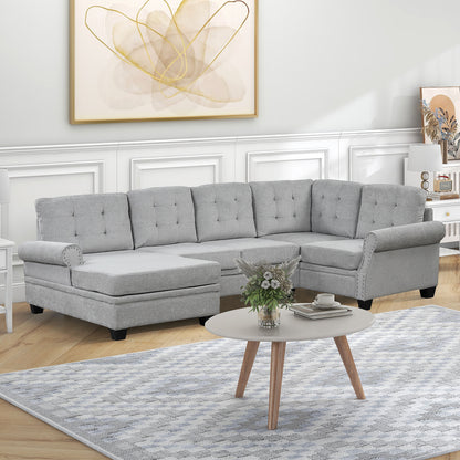 Aisha Modern U-Shaped Corner Sectional Sofa - Gray