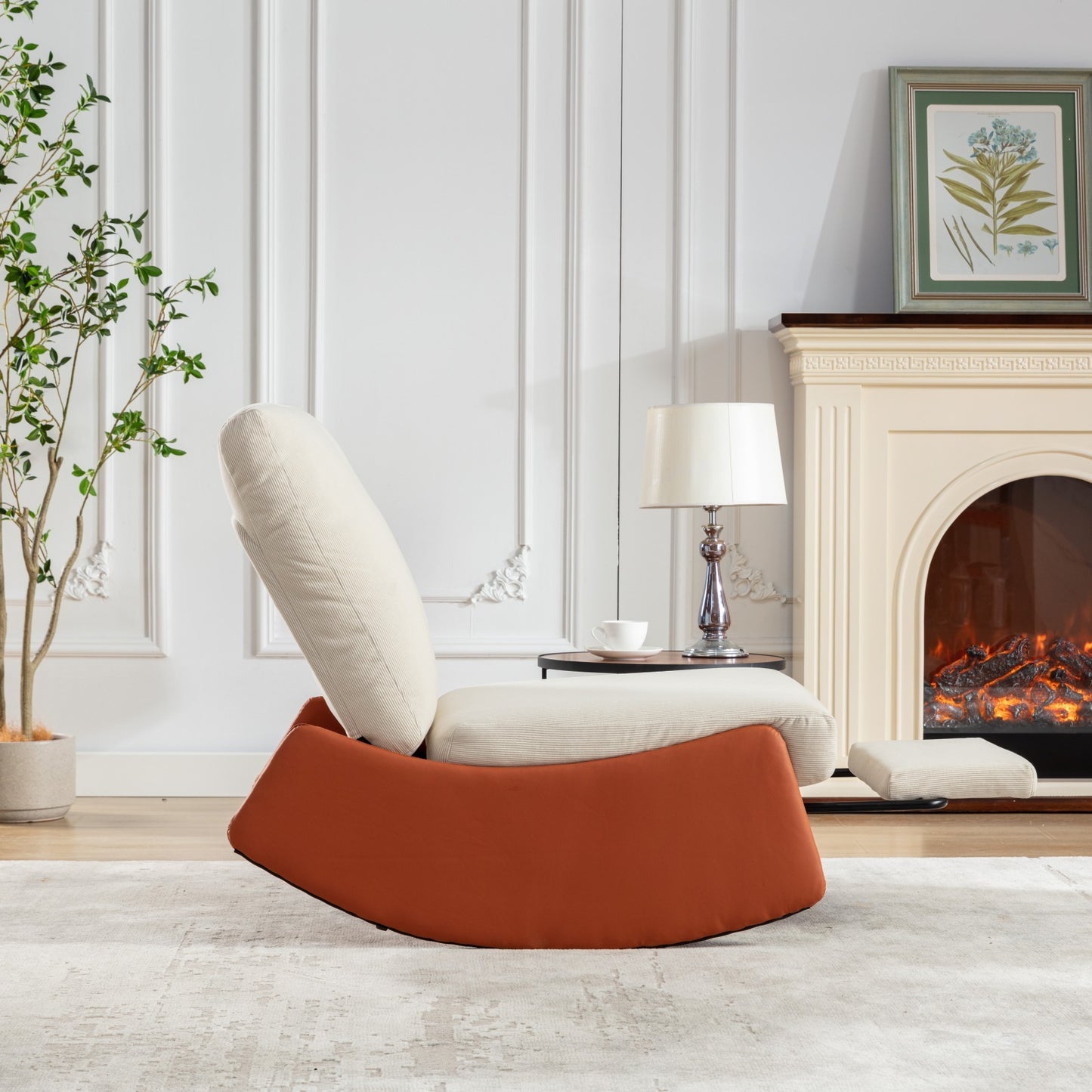 Stella Modern Rocking Chair Recliner - Orange+Beige