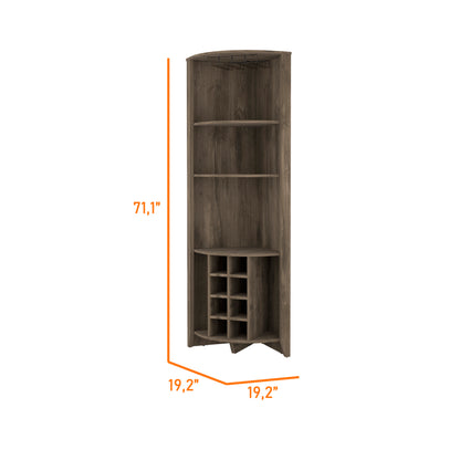 Morgana 8-Bottle 5-Shelf Corner Bar Cabinet - Dark Brown