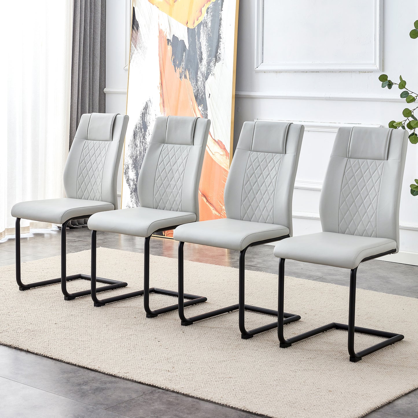 Skye Dining Chair Black Metal Leg (Set of 6) - Light Gray