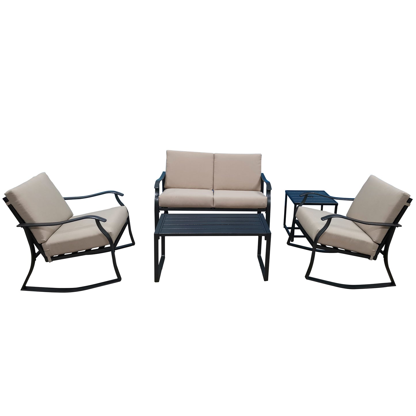 Francisco 5 Pc Outdoor Patio Loveseat Set - Brown