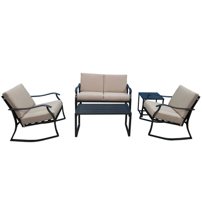 Francisco 5 Pc Outdoor Patio Loveseat Set - Brown