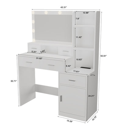 Kira Vanities Table With Mirror - White