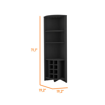 Morgana 8-Bottle 5-Shelf Corner Bar Cabinet - Black