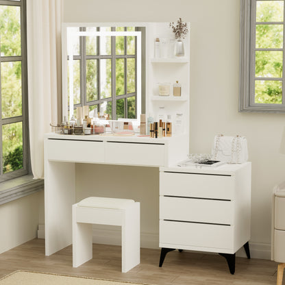 Sion Vanity Desk with Mirror and Lights