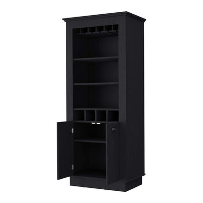 Tyler 4-Built In Wine Rack Bar Cabinet - Black