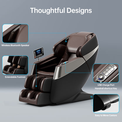 Raya Zero Gravity Full Body Massage Chair with AI Voice Control - Gray+Brown