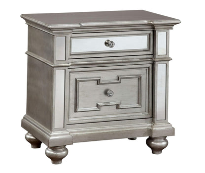 Moor Solid Wood Nightstand - Silver