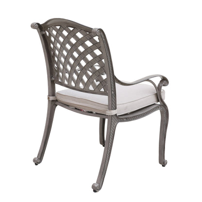 Verno Outdoor Aluminum Dining Arm Chair With Cushion - Gray