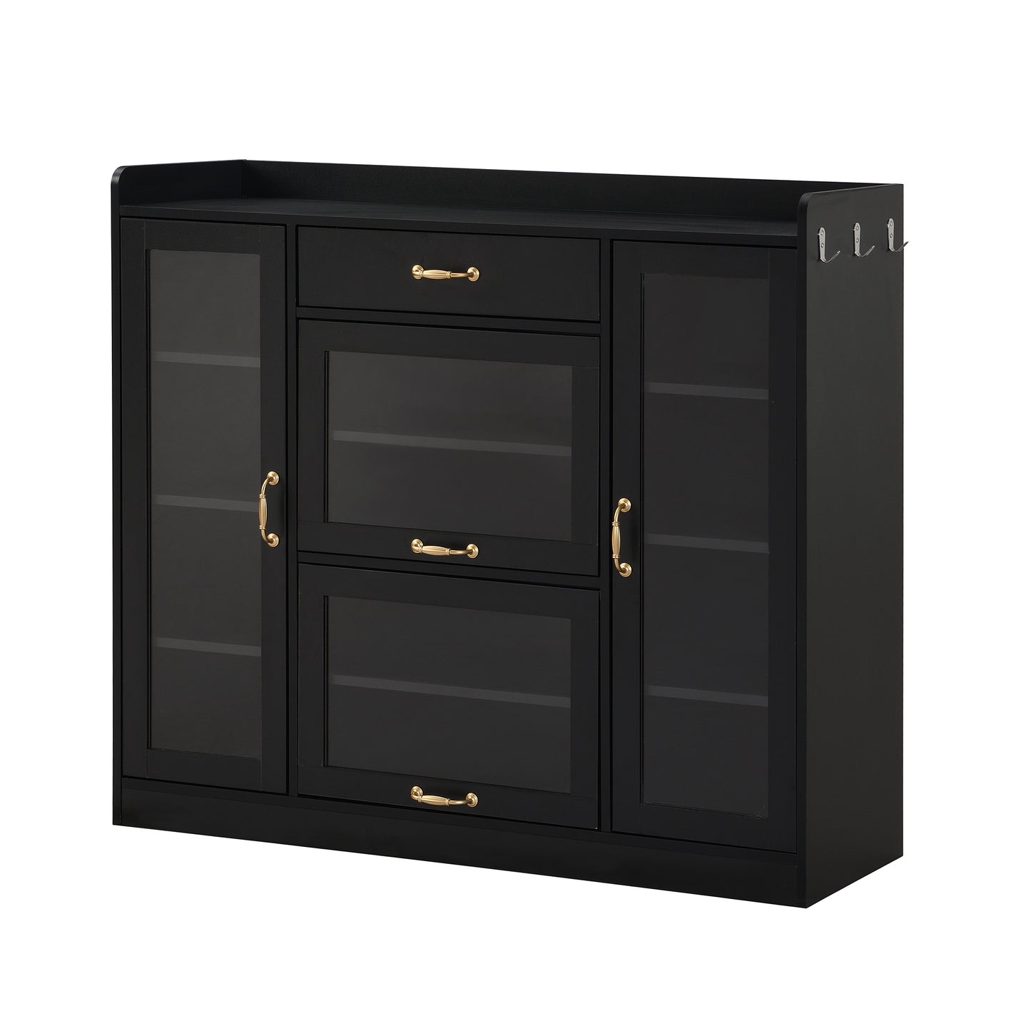 Karo Side Cabinet with 4 Glass Doors - Black