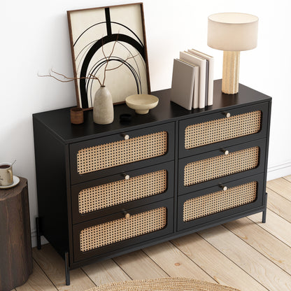 Priya Rattan Storage Cabinet - Black