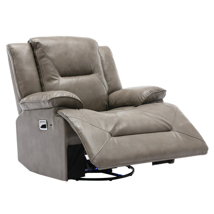 Meyer 360° Swivel and Rocking Manual Recliner Chair with a LED - Gray