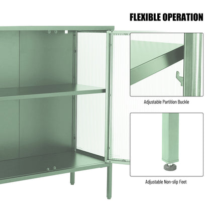 Nera Tempered Glass Credenza - Mint Green