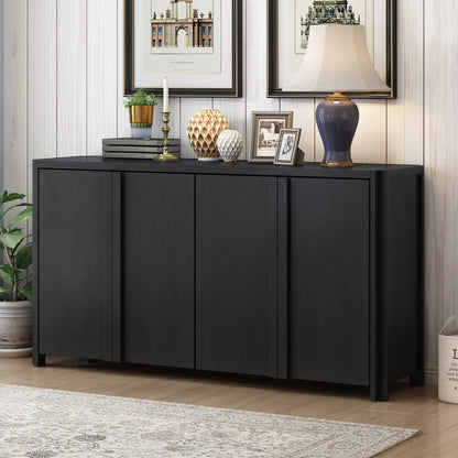 Rin Storage Cabinet Sideboard with 4 Doors - Black